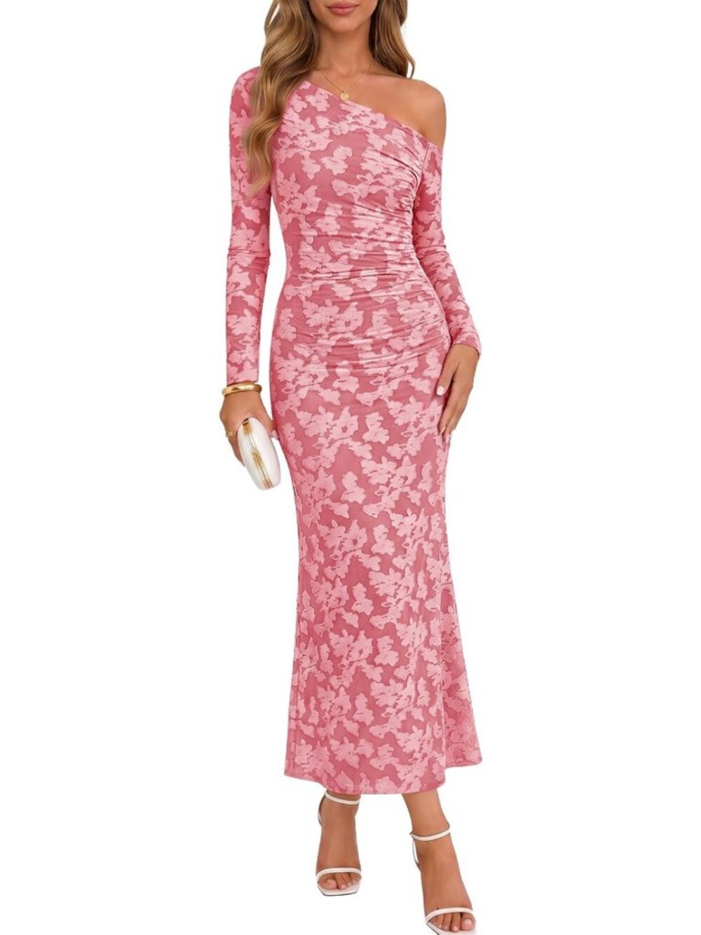 Floral Off-Shoulder Fall Dress for Weddings & Special Occasions - Size Options